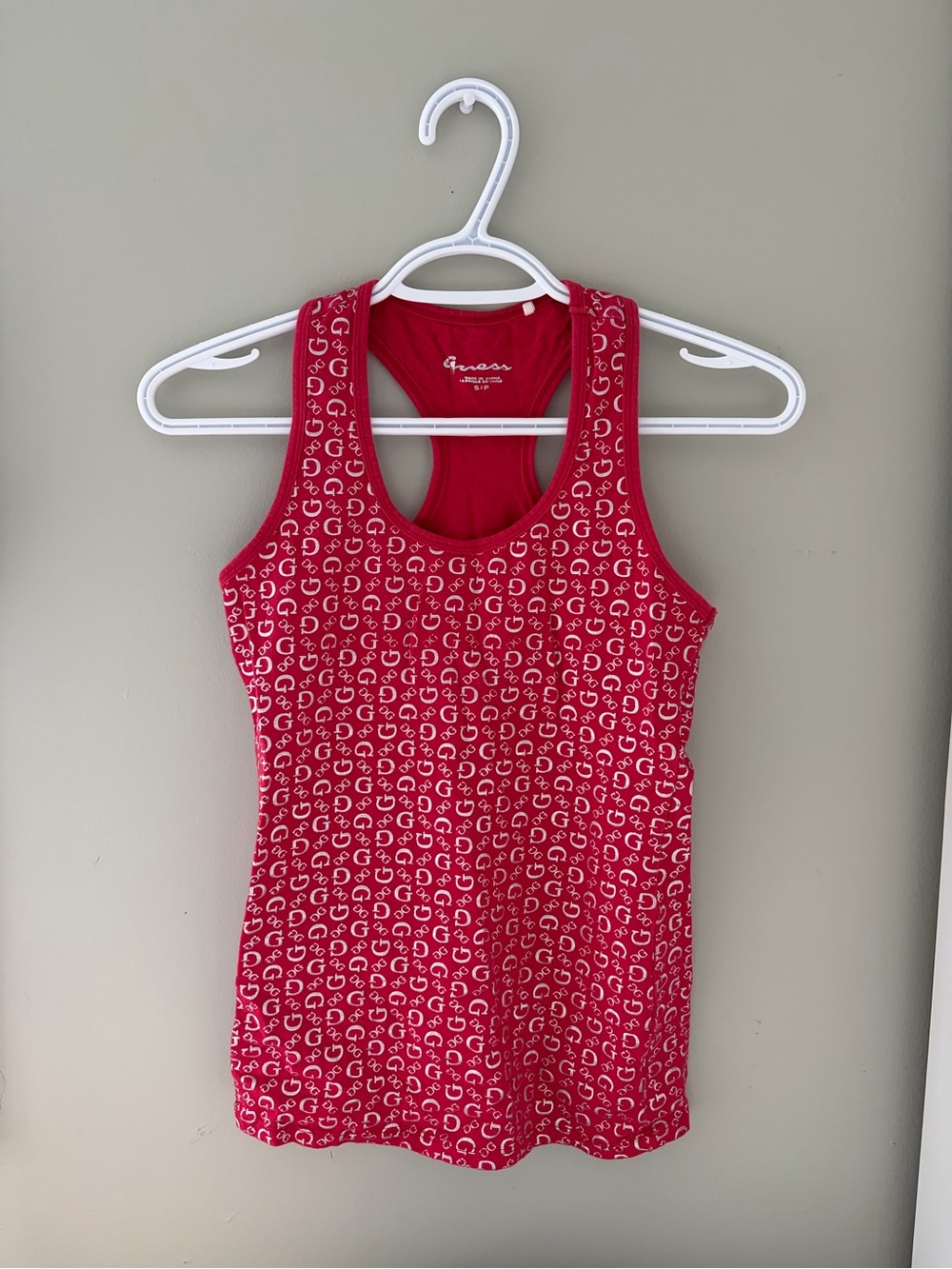 Guess Red Patterned Logo Tank Top